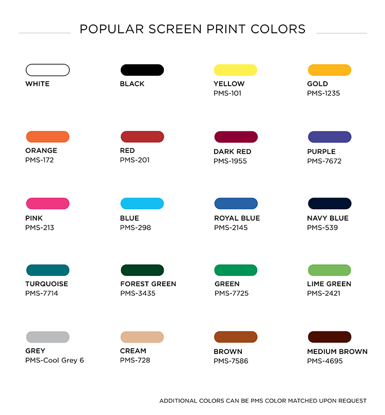 Popular Pantone Colors for Custom Screen Printed Logos