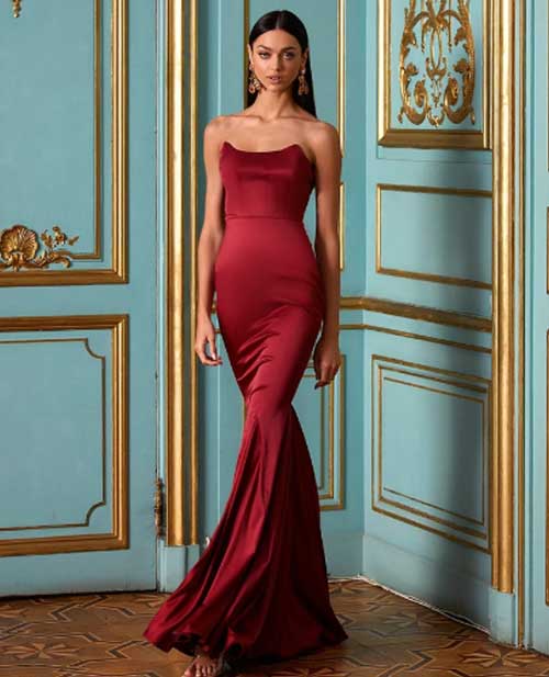 The Dione Gown in wine red